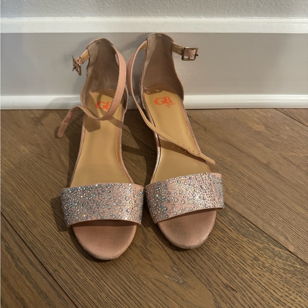 GB Girls Pink Rhinestone Dress Shoes